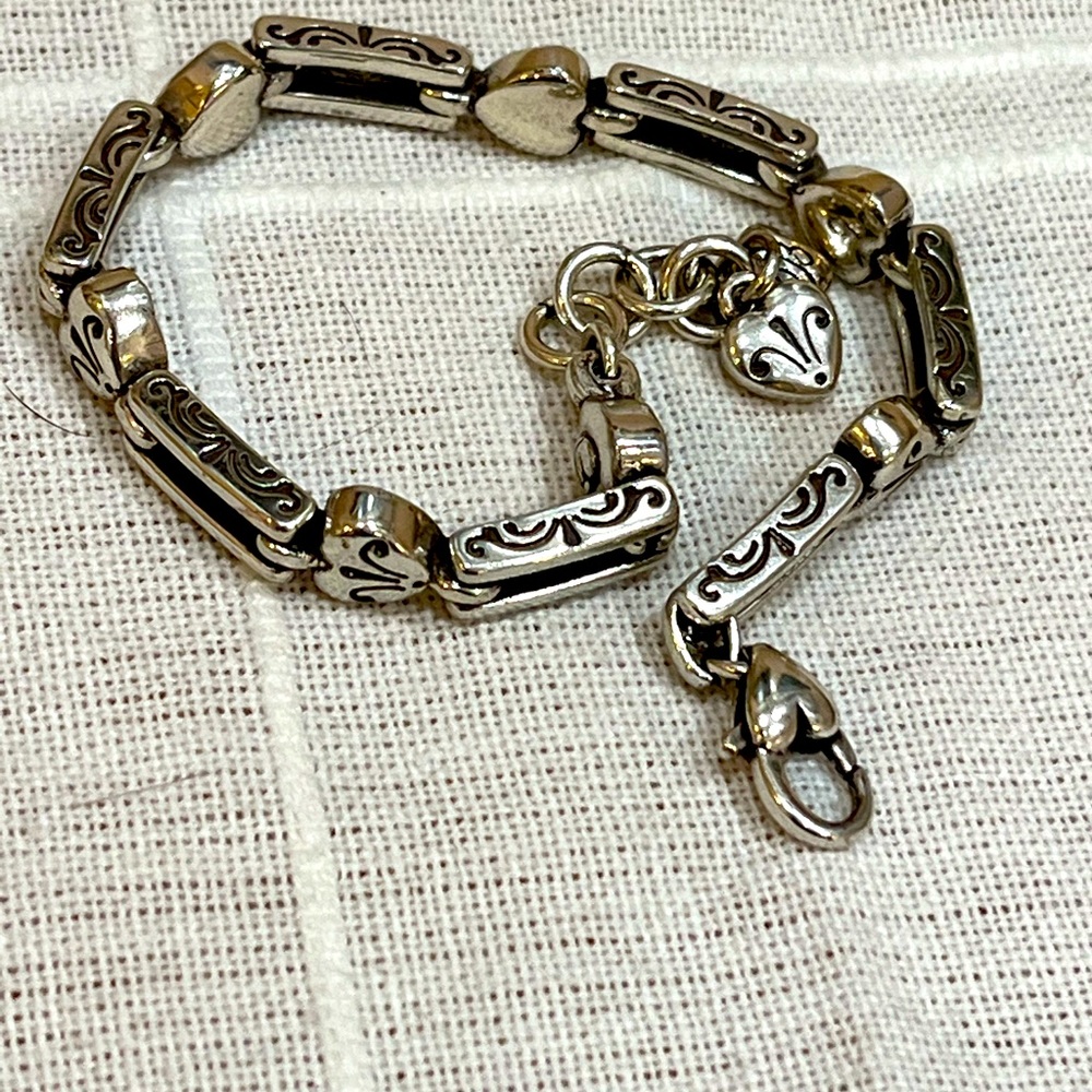 Brighton Silver Plate Heart Dangle Bracelet